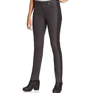 Eileen Fisher Tuxedo Stripe Organic Cotton Skinny Ankle Pants - Black - Medium